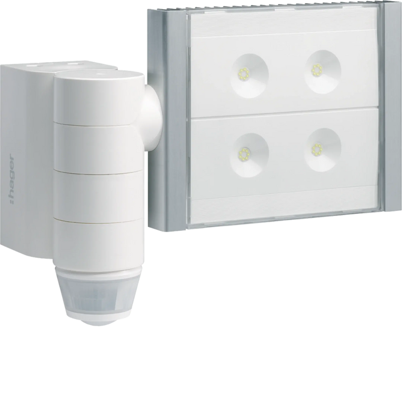Funk- Außenbewegungsmelder IP55 mit LED- Strahler, quicklink, weiß | Hager