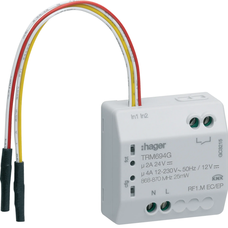 Funk UP Schaltaktor pot.frei 1fach/Binäreingang 2fach 230V/4A 24VDC/4A 12VDC/2A | Hager