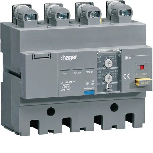 FI-Block P250 4P 160A Idn 30 mA bis 6 A stufenweise einstellbar | Hager