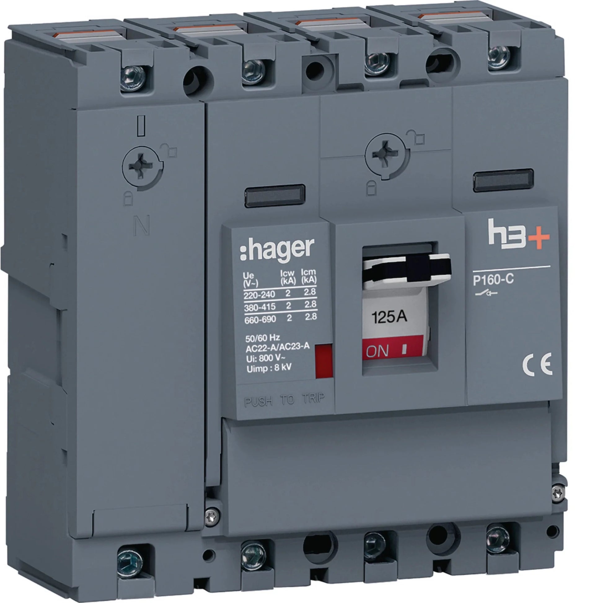 Lasttrennschalter h3+ P160 4 polig 125A CTC | Hager