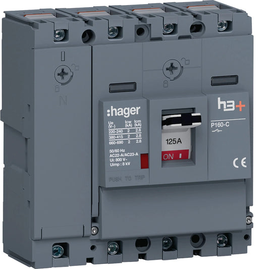 Lasttrennschalter h3+ P160 4 polig 125A CTC | Hager