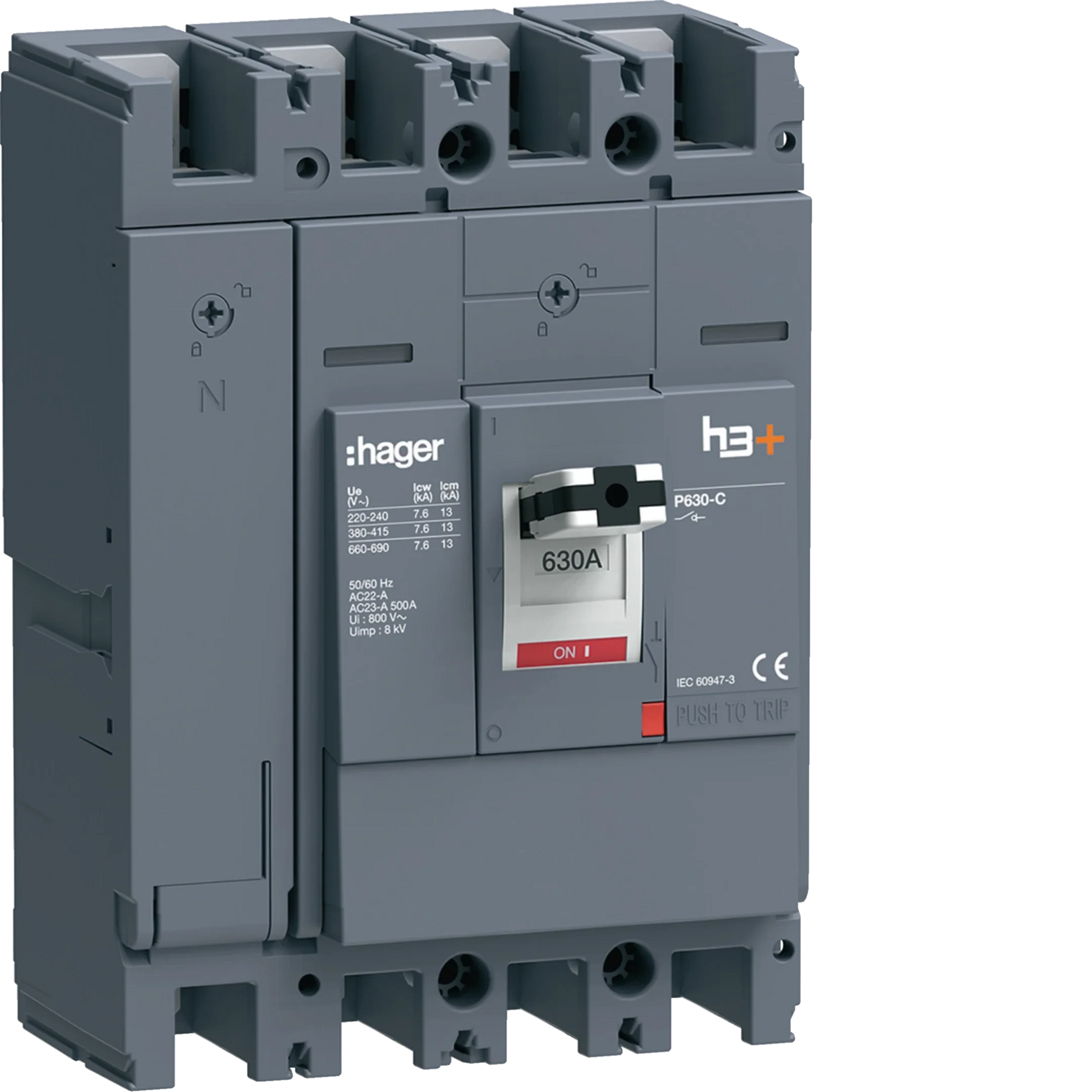 Lasttrennschalter h3+ P630 4 polig 630A FTC | Hager