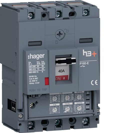 Leistungsschalter h3+ P160 LSI 3P3D 40A 70kA CTC | Hager