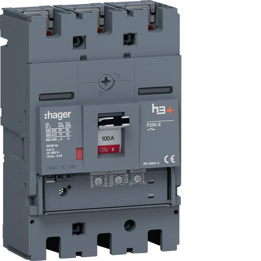 Leistungsschalter h3+ P250 LSnI 3P3D 100A 70kA FTC | Hager