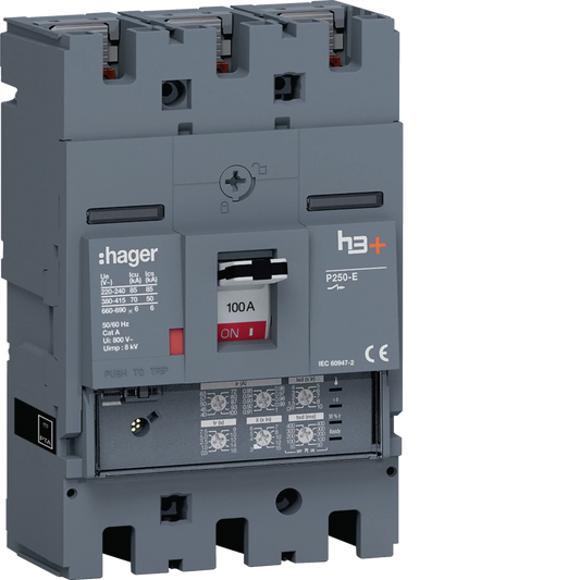 Leistungsschalter h3+ P250 LSI 3P3D 100A 70kA FTC | Hager
