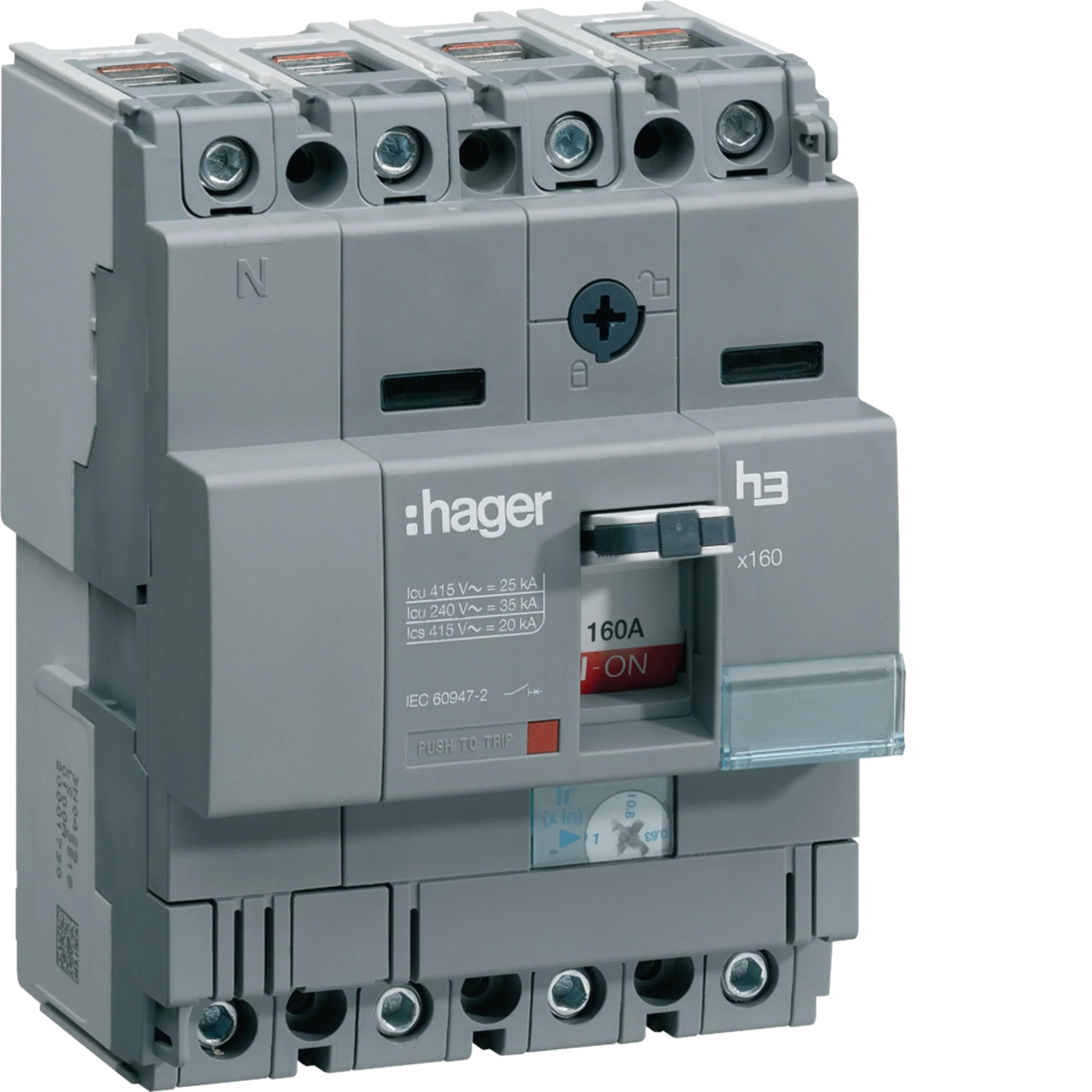 Leistungschalter h3 x160 TM ADJ 4P4D N0-100% 160A 25kA CTC | Hager