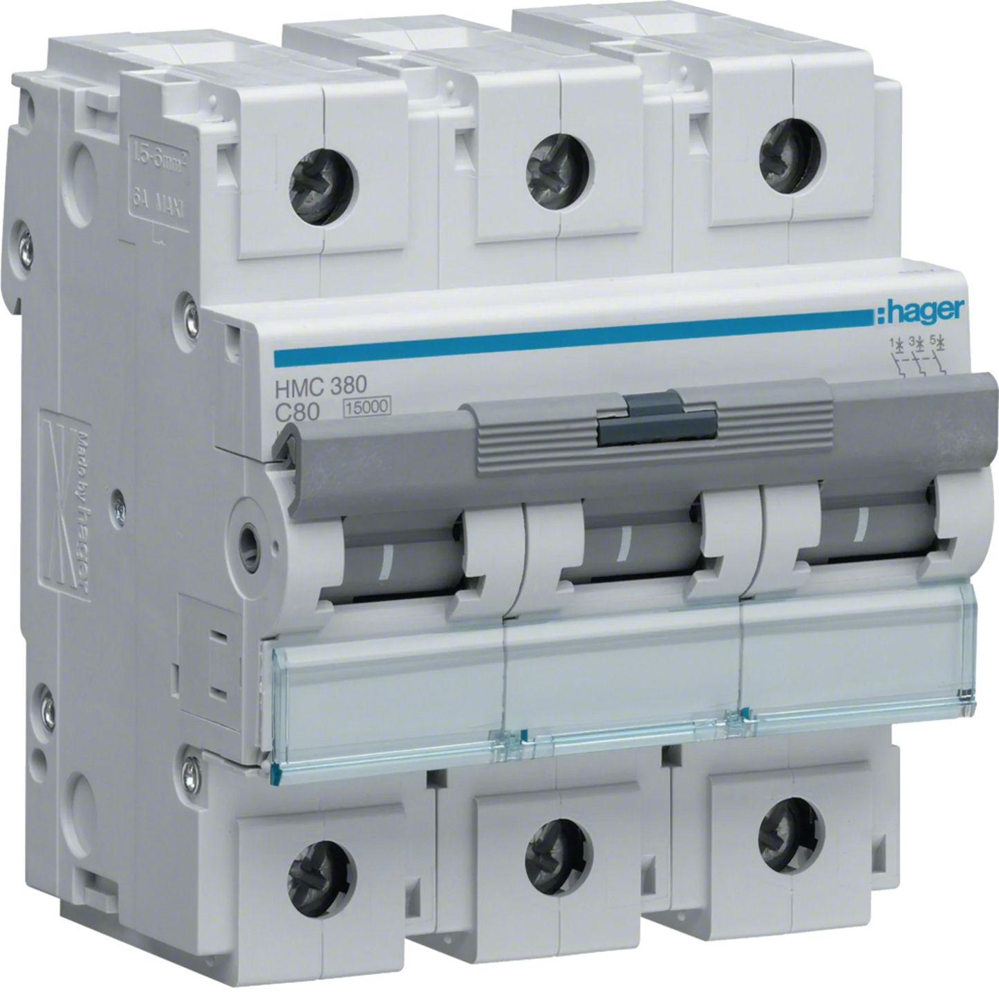 Leitungsschutzschalter 3 polig 15kA C-Charakteristik 80A 4.5 Module | Hager