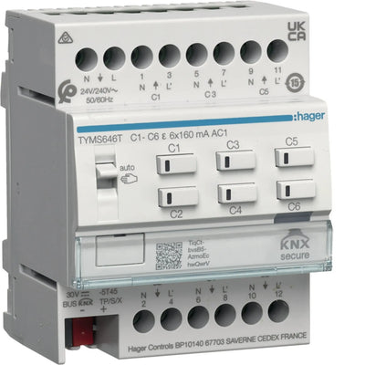 Heizungsaktor 6fach KNX Secure für 24/230V Stellantriebe, Triac | Hager