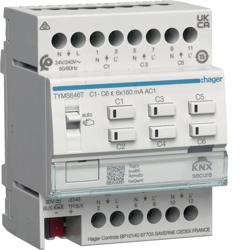 Heizungsaktor 6fach KNX Secure für 24/230V Stellantriebe, Triac | Hager