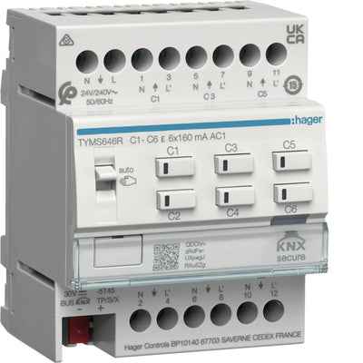 Heizungsaktor 6fach KNX Secure, mit Regler für 24/230V Stellantriebe, Triac | Hager