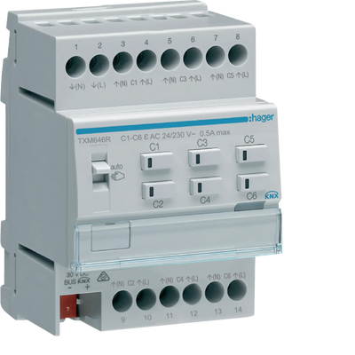 Heizungsaktor 6fach KNX easy, mit Regler für 24/230V Stellantriebe, Triac | Hager