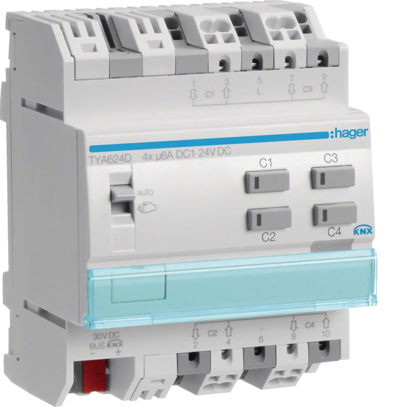 Jalousieaktor 4fach, 6A /24V DC, KNX | Hager