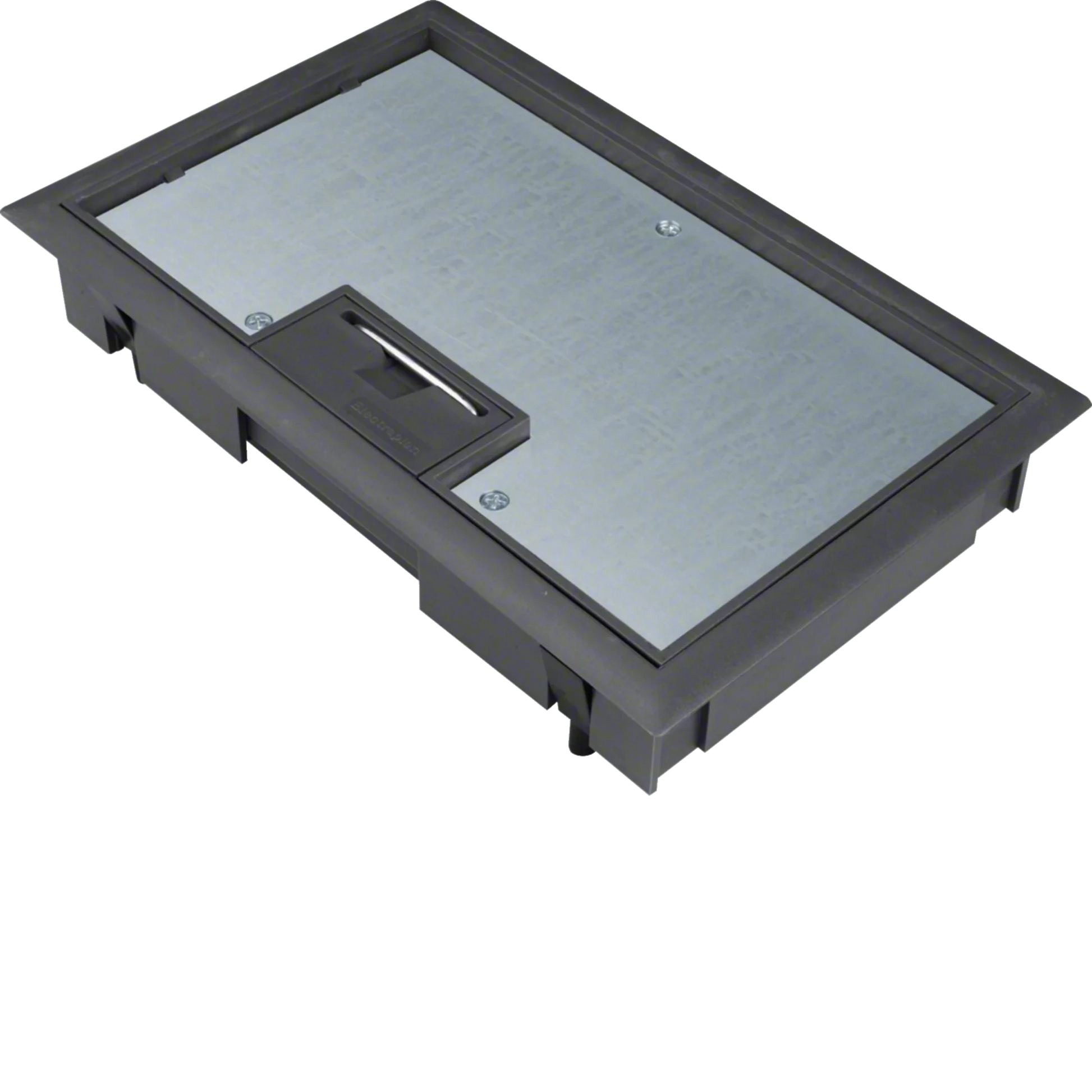 Klappdeckel E04 147x247mm für 8mm Bodenbelag aus Polyamid tiefschwarz | Hager