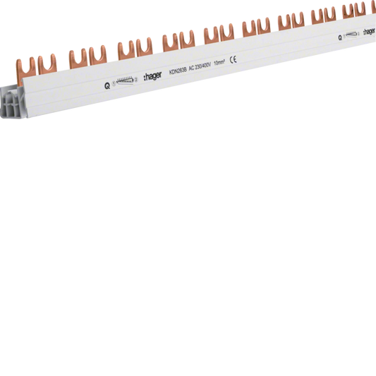 Phasenschiene 2 polig mit Gabelanschluss 10mm² 63A 57 Module | Hager
