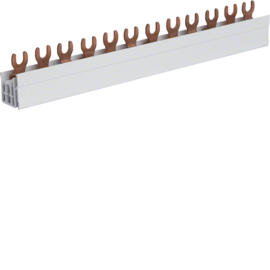 Phasenschiene 3 polig mit Gabelanschluss 10mm² 63A 12 Module | Hager