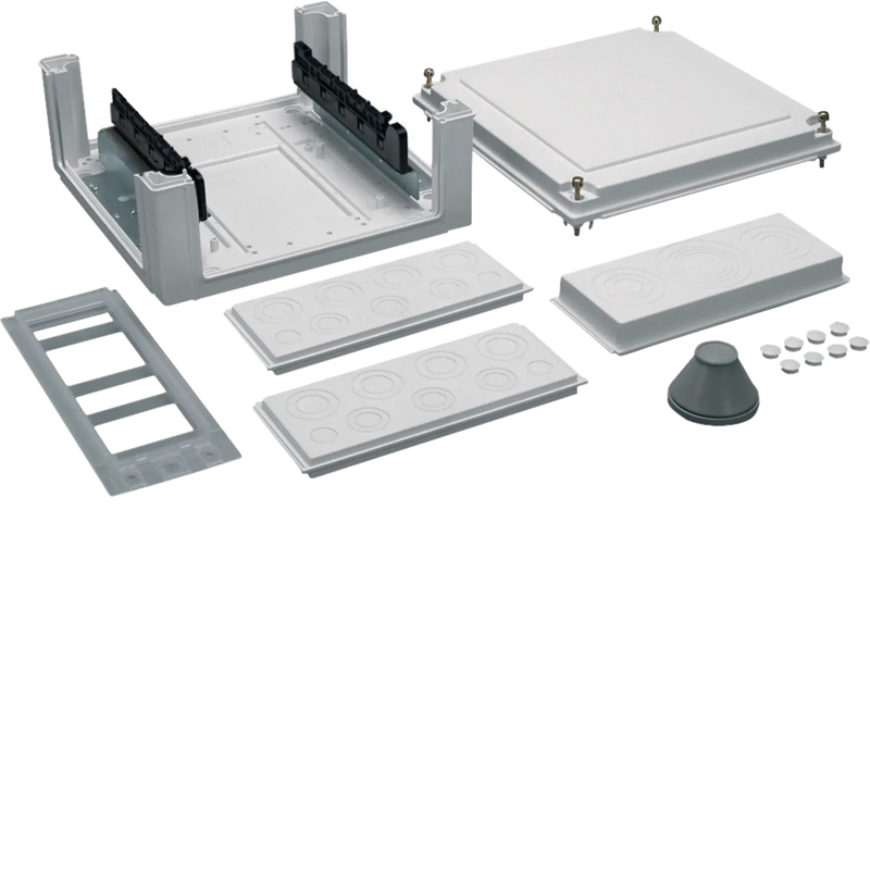 Kabelanschlusskasten, univ., 324x307x149mm, IP54, SKII, SaS-Träger-40mm, seitl. | Hager