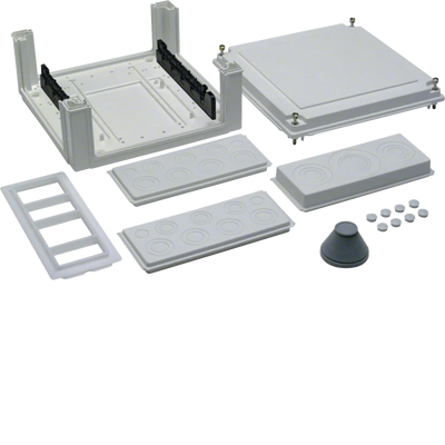 Kabelanschlusskasten, univ., 324x307x149mm, IP54, SKII, SaS-Träger-40mm, seitl. | Hager