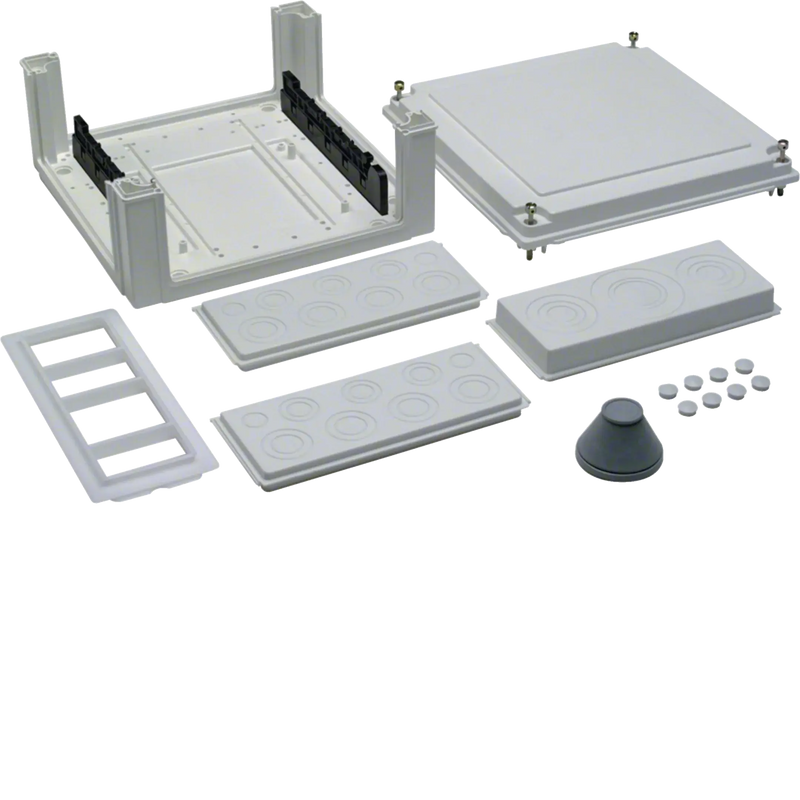 Kabelanschlusskasten, univ., 324x307x149mm, IP54, SKII, SaS-Träger-40mm, seitl. | Hager