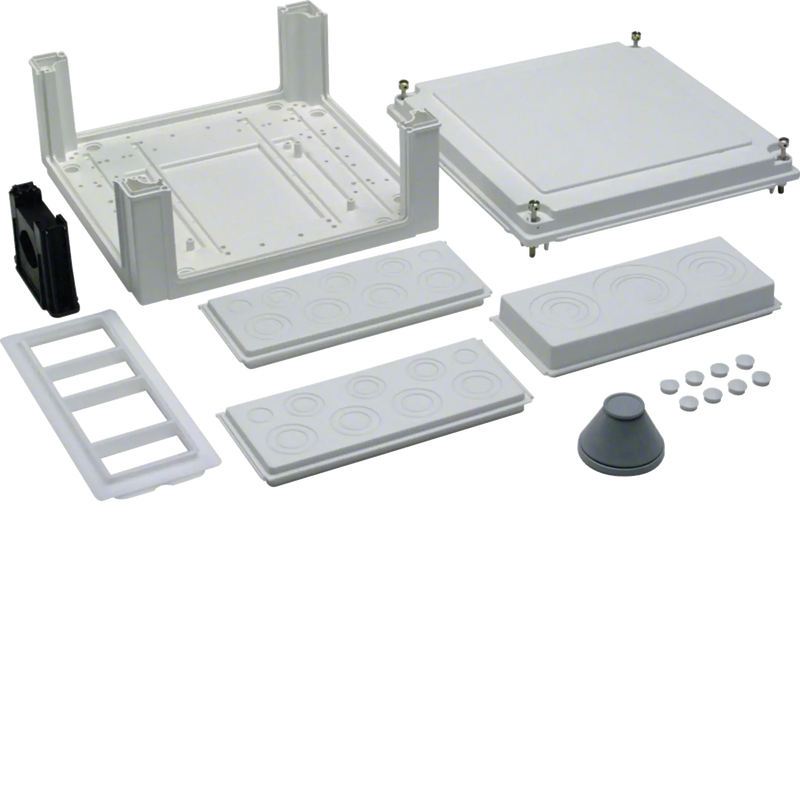 Kabelanschlusskasten, univers, 324x307x149mm, IP54, SKII, seitlich leer | Hager