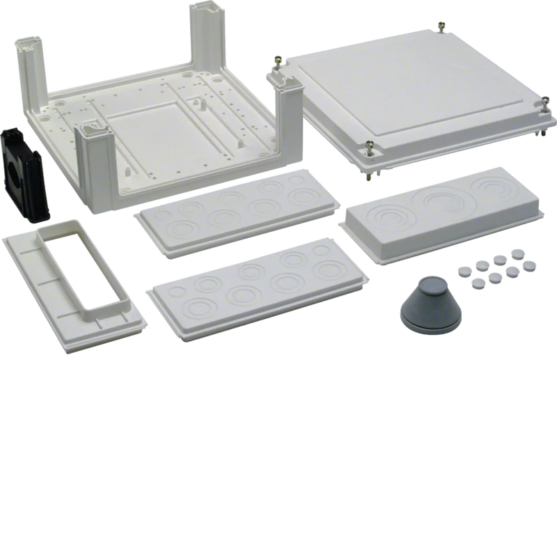 Kabelanschlusskasten, univers, 324x307x149mm, IP54, SKII, unten leer | Hager