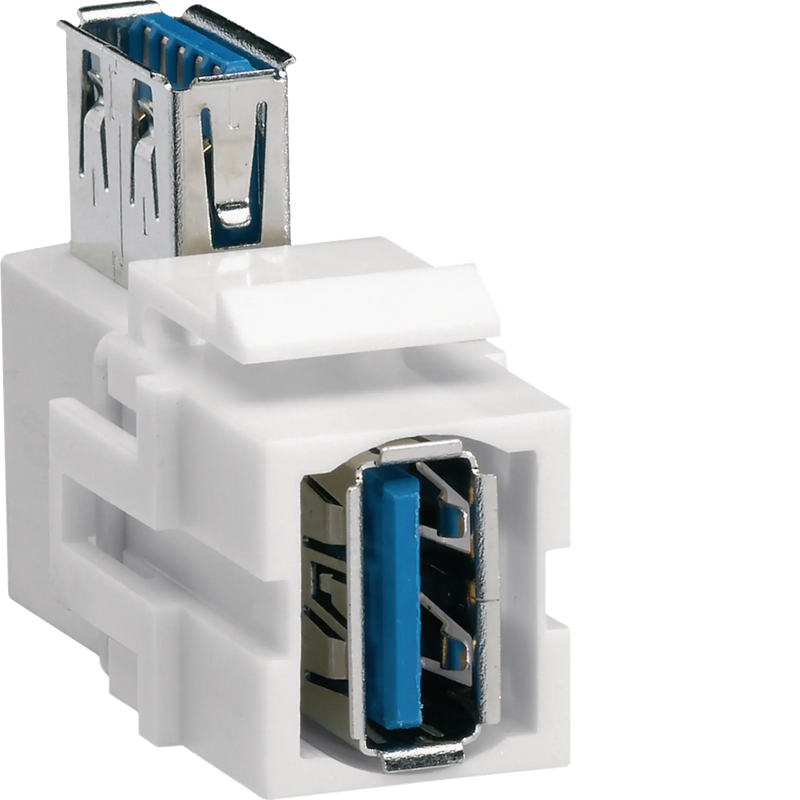Keystone Modul, universal, USB 3.0 A-Buchse 90° gewinkelt auf USB 3.0 A-Buchse | Hager