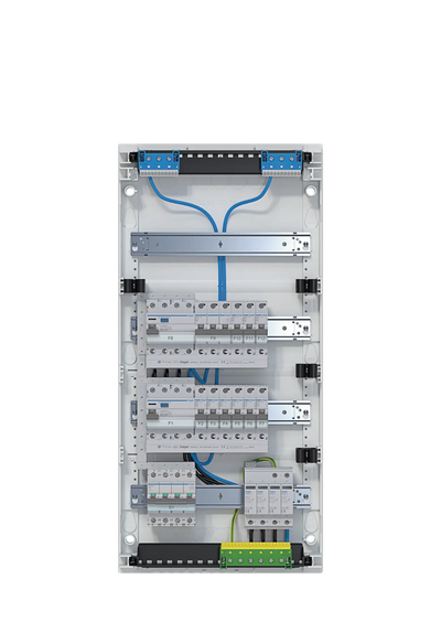 Kleinv.,volta,APV,4x12PLE,IP30,best.u.verdrah.,2 FI-Kreise,Übersp.abl.,Hauptsch. | Hager