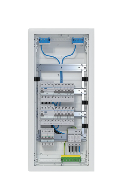 Kleinv.,volta,HWV,4x12PLE,IP30,best.u.verdrah.,2 FI-Kreise,Übersp.abl.,Hauptsch. | Hager
