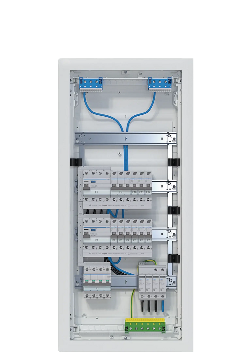 Kleinv.,volta,HWV,4x12PLE,IP30,best.u.verdrah.,2 FI-Kreise,Übersp.abl.,Hauptsch. | Hager