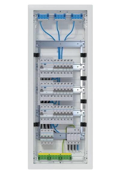 Kleinv.,volta,HWV,5x12PLE,IP30,best.u.verdrah.,3 FI-Kreise,Übersp.abl.,Hauptsch. | Hager