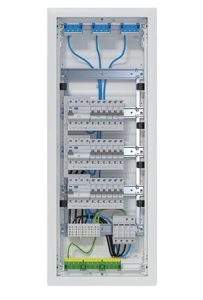Kleinv.,volta,HWV,5x12PLE,IP30,bestückt u. verdrahtet,3 FI-Kreise,Übersp.ableit | Hager