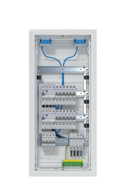 Kleinv.,volta,UPV,4x12PLE,IP30,best.u.verdrah.,2 FI-Kreise,Übersp.abl.,Hauptsch. | Hager