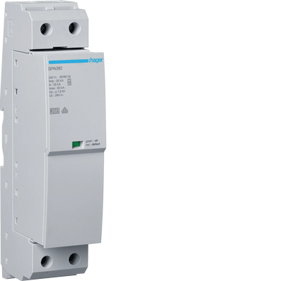 Kombiableiter T1+T2 1P  Iimp 25kA Up 1.5kV Fernmeldekontakt Vorsicherung | Hager