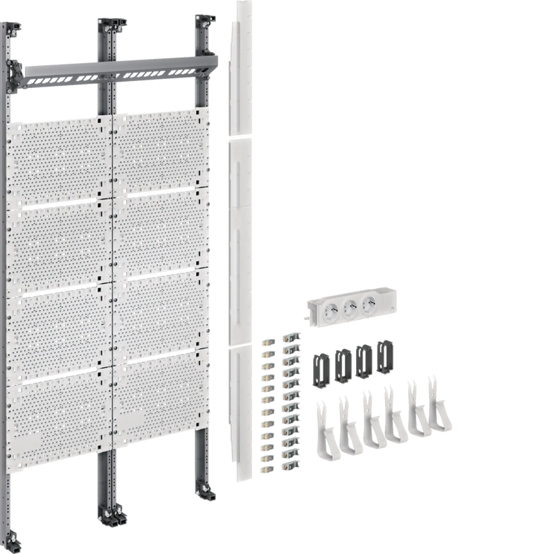 Komplettfeld Multimedia, universZ, 1050mm, 2-feld, mit 12xPatchmodulen RJ45 | Hager