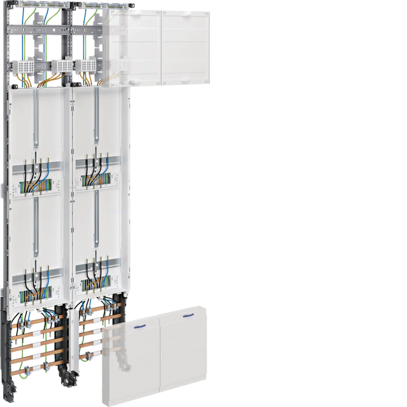 Komplettfeld, univers Z, 4 Zählerplätze, 3P., H=1350mm, 2-feldig | Hager
