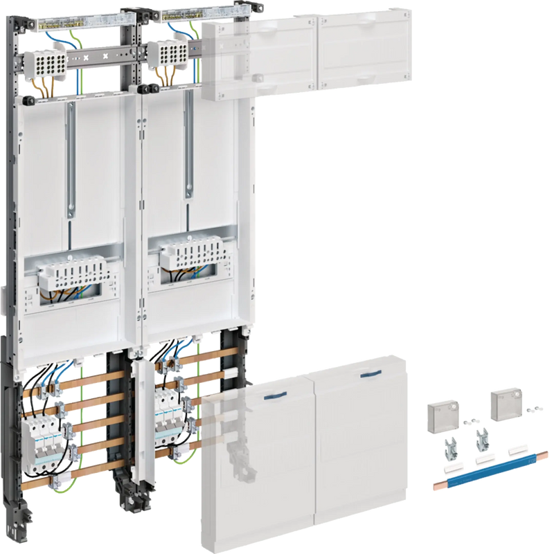 Komplettfeld,universZ,2ZP,3-Pkt.,mit ZSK,900x500mm,2-feld.,Ausf. Lux, 16mm² | Hager