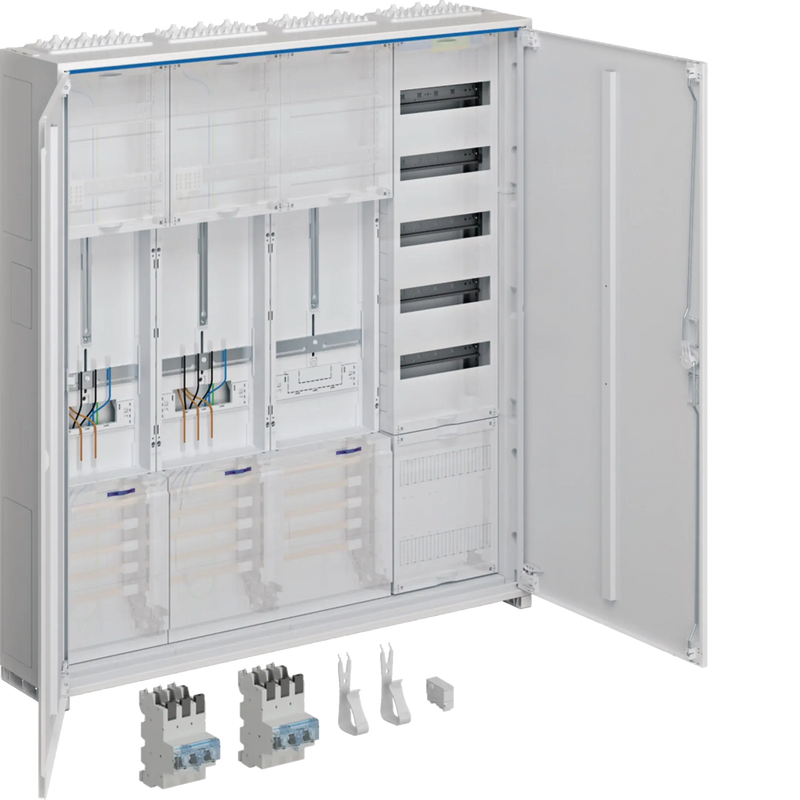 Komplettschr., univ.Z, 2ZP, SG, 3-Pkt, VT5, APZ, SLS 50A, 1100x1050x205mm, IP44 | Hager
