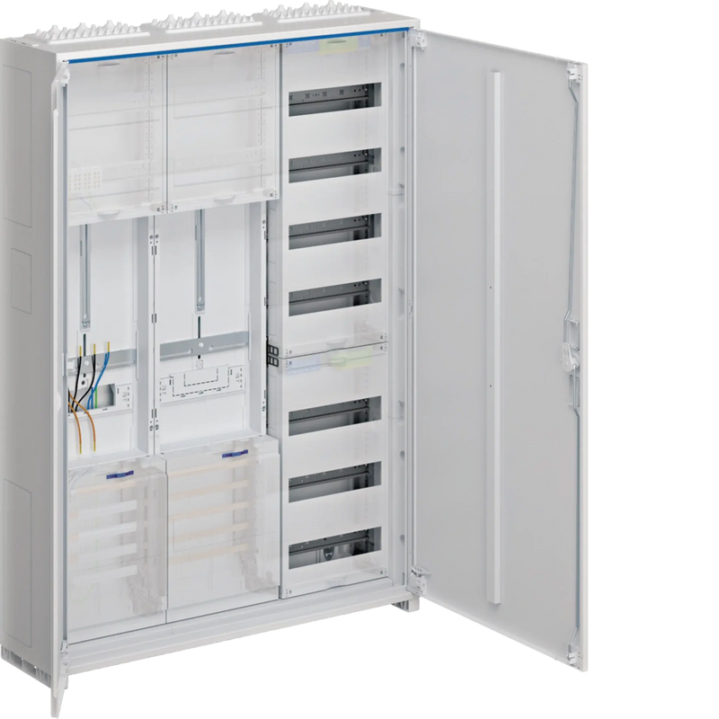 Komplettschrank, univ.Z, 1 Zählerplatz, 1 SG, 3P., VT7, H=1100mm, 3-feldig | Hager
