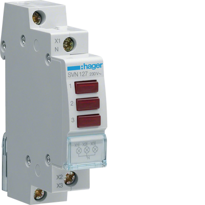 LED Leuchtmelder 3fach rot 230V AC 1PLE | Hager