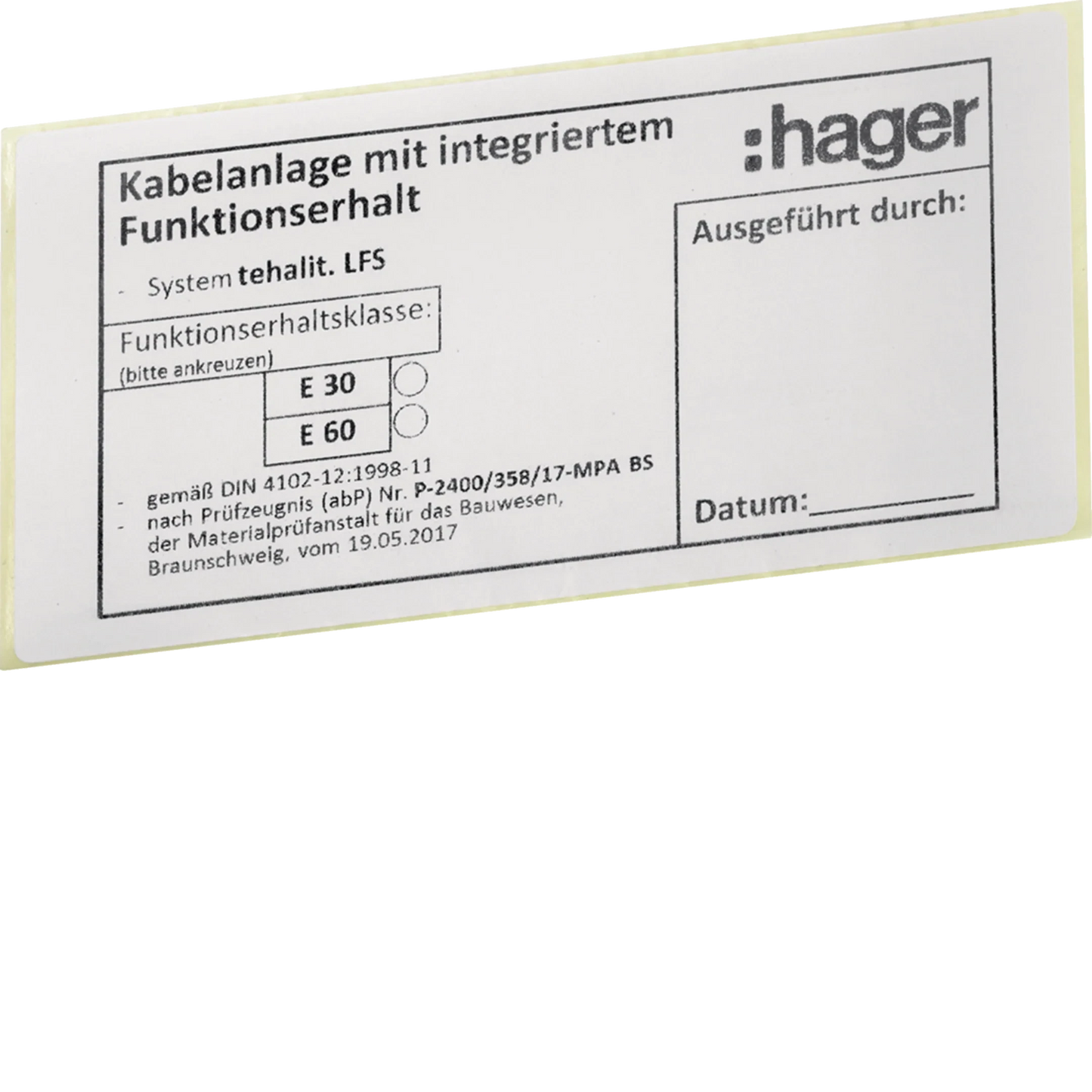 Funktionserhaltetikett LFS