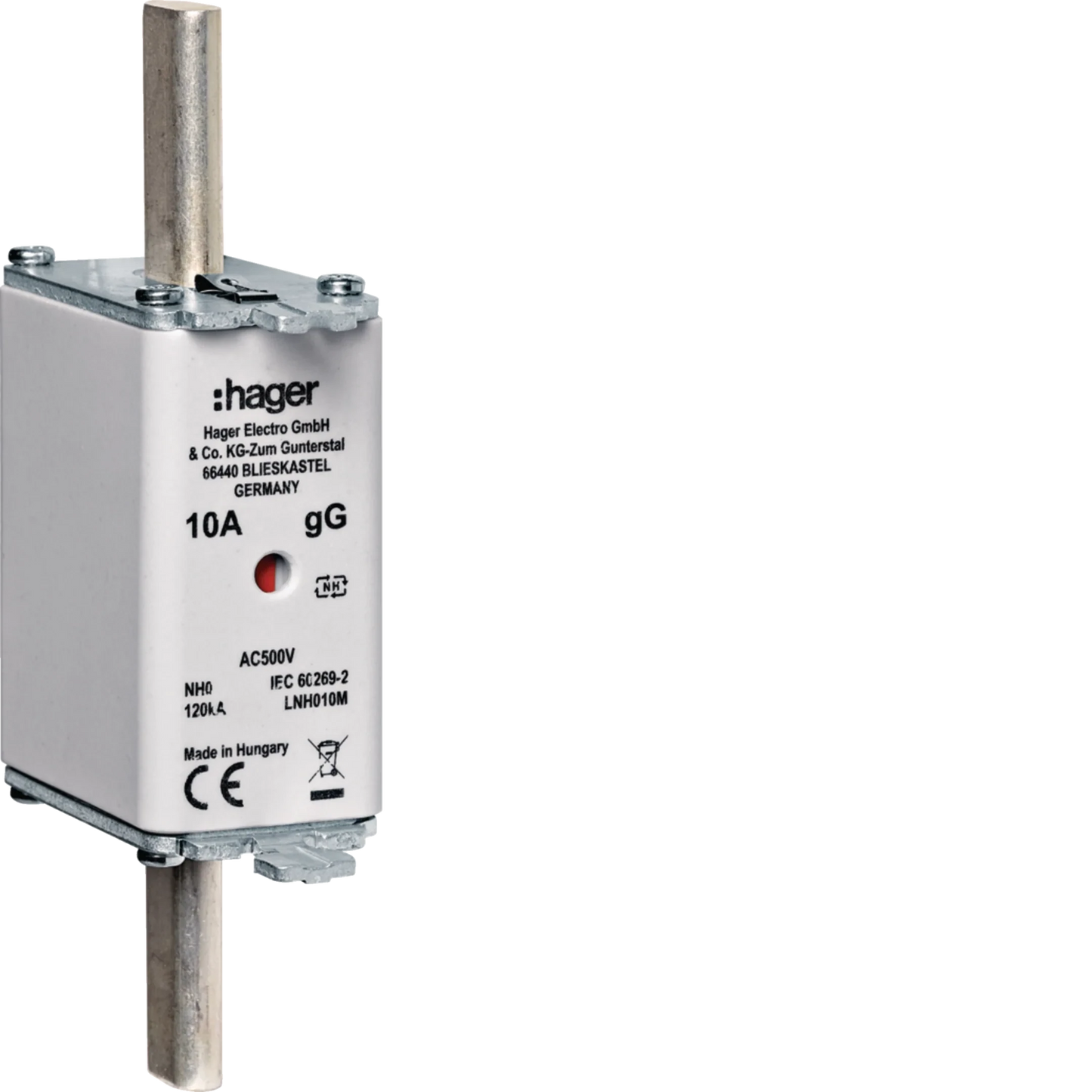 NH-Sicherungseinsatz NH0 16A gG AC500V Kombimelder Lasche  spannungsführend | Hager