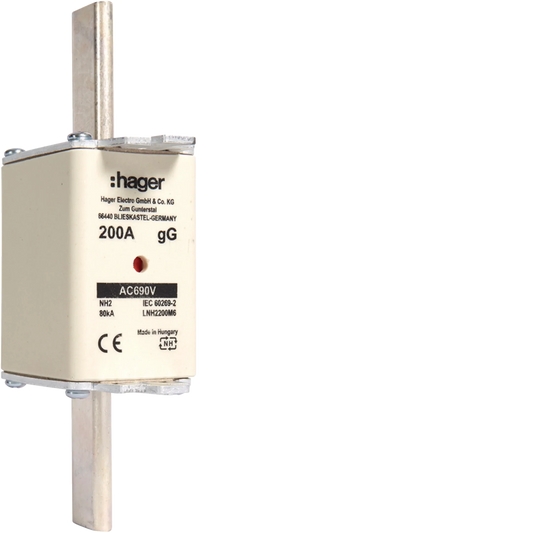 NH-Sicherungseinsatz NH2C gG 690V 200A Kombimelder Grifflasche spannungsführend | Hager