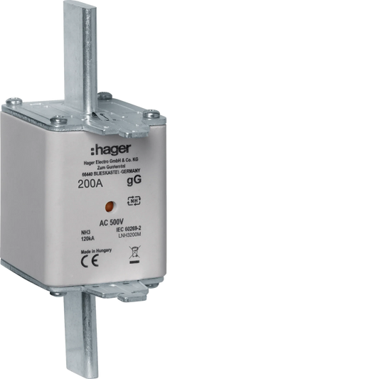 NH-Sicherungseinsatz NH3C gG 500V 200A Kombi-Melder Grifflasche spannungsführend | Hager