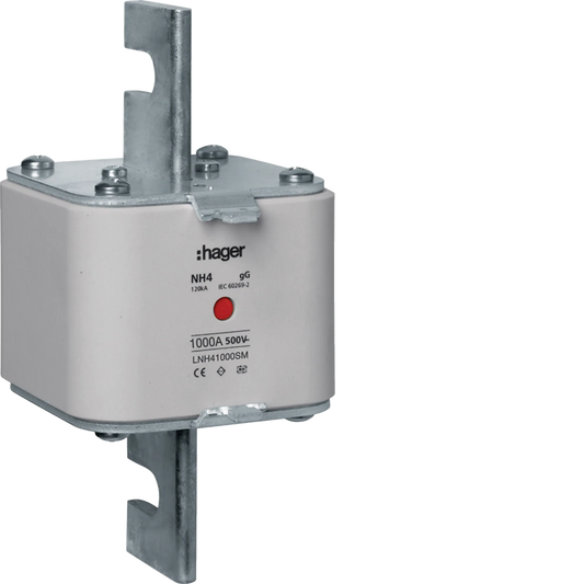 NH-Sicherungseinsatz NH4 gG 500V 1000A Mittekennmelder Grifflasche Spgs.-führend | Hager