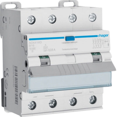 Hager ADX416D FI/LS-Schalter 4polig 10kA B16A 0, 0 Hager - ismailkar.de