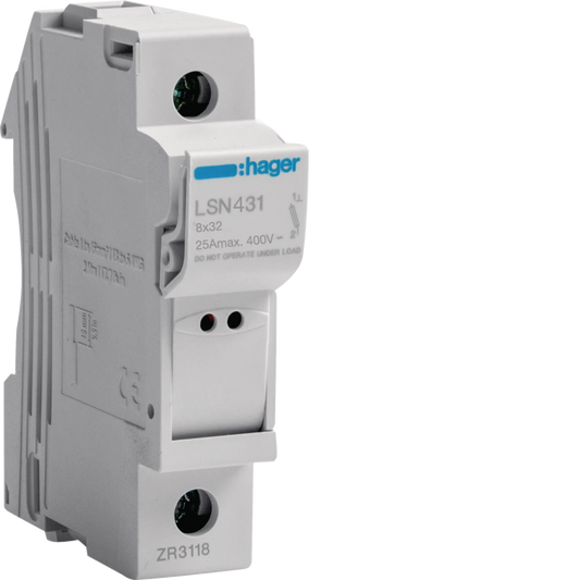 Sicherungselement 1P 25A 400V L32 1M mit Leuchte | Hager