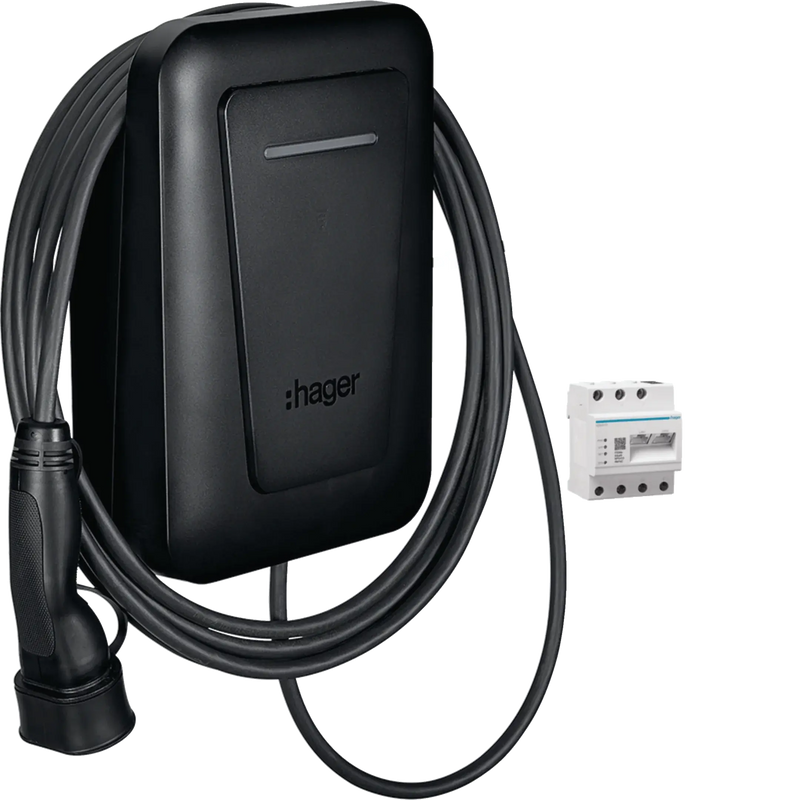 Ladestation witty plus Ladekabel 22kW 6,5m MID OCPP inklusive flow EMC | Hager