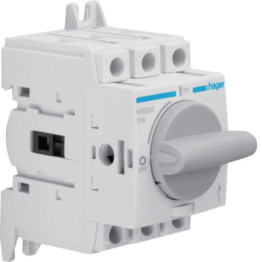 Lasttrennschalter 3polig 20A für Hutschiene oder Montageplatte | Hager