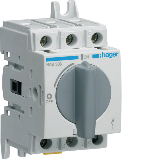 Lasttrennschalter 3polig 63A für Hutschiene oder Montageplatte | Hager