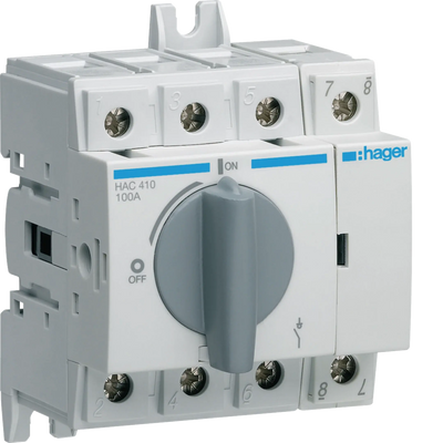 Lasttrennschalter 4polig 100A für Hutschiene oder Montageplatte | Hager