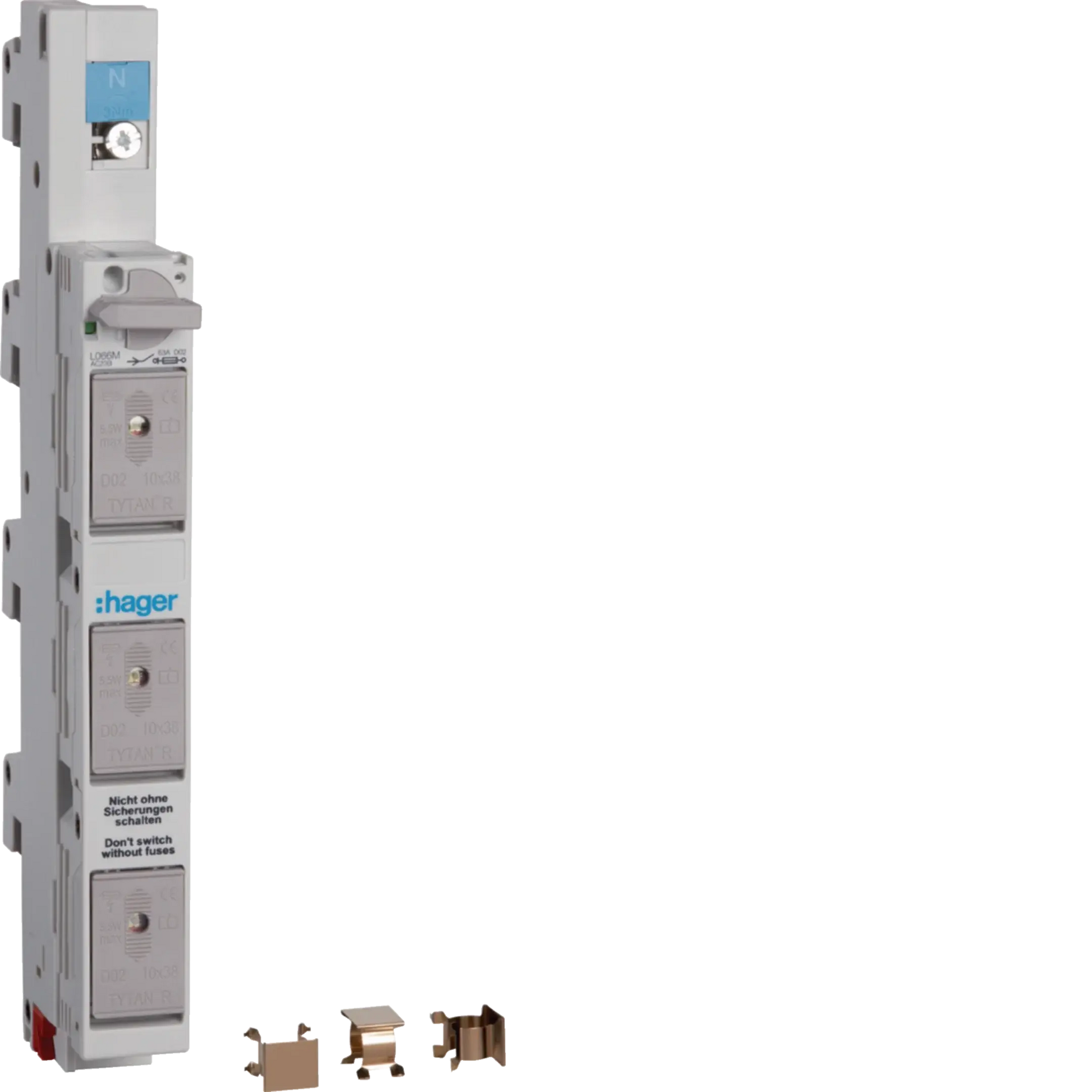 Lasttrennschalter D02 63A 4polig N vorauseilend 60mm Sammelschiene | Hager